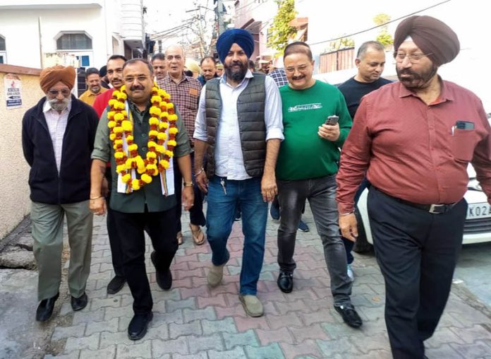 MLA Bahu Ch. Vikram Randhawa during tour of his constituency on Wednesday.