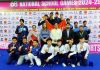 Winners display their medals during ongoing 68th National School Games in the discipline of Fencing.