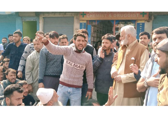 Protesters raising slogans in Kishtwar on Friday.