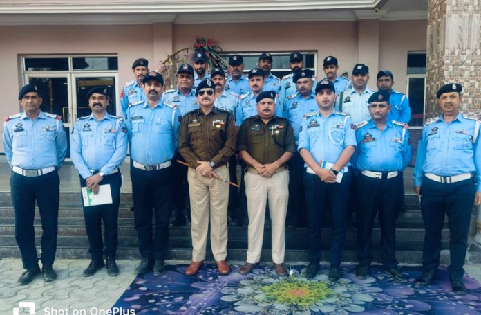 SSP Traffic Jammu Vinay Kumar with officers of Traffic Police after review meeting.