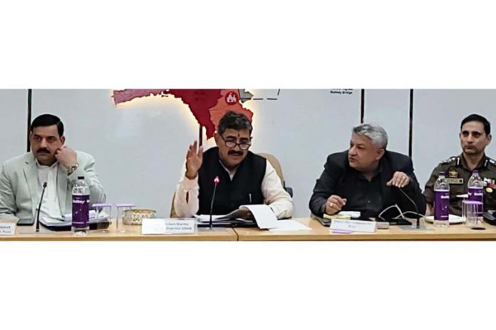 Member of Parliament Jugal Kishore Sharma chairing DISHA meeting at Reasi.