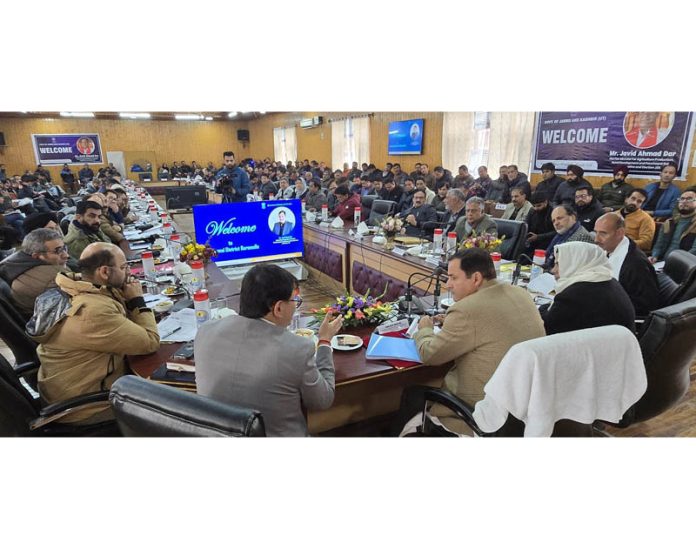 Minister for Agriculture & RDD Javid Ahmad Dar chairing meeting at Baramulla.