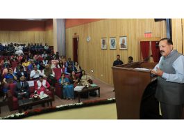 Union Minister Dr. Jitendra Singh speaking after formally launching antibiotic Nafithromycin (Miqnaf) at Prithvi Bhawan, New Delhi on Wednesday.