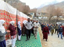 CEC Kargil, Dr Mohd Jaffer Akhoon attending a function in a school on Saturday.