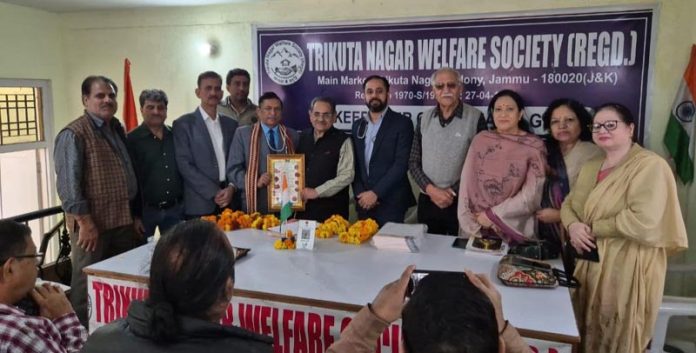 Dr Shreyansh Kumar Jain posing along with others during a function held in Jammu on Sunday.