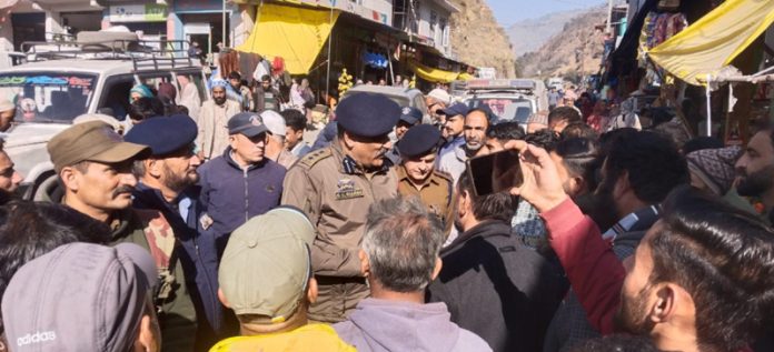 SSP Traffic Rural Jammu GL Sharma interacting with civil society members in Rajouri on Friday.