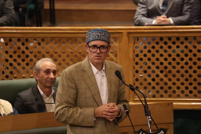 CM Omar Abdullah speaking in the Assembly. — Excelsior/Shakeel