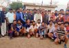 MLA Jasrota, Rajiv Jasrotia along with players who participated in a Volleyball Tournament at village Bakhta in Kathua.