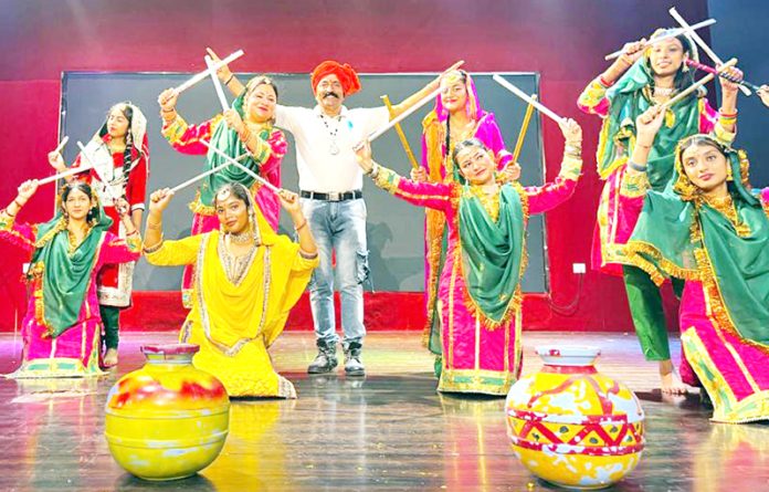 Dancers performing during a function organized in Jammu on Thursday.