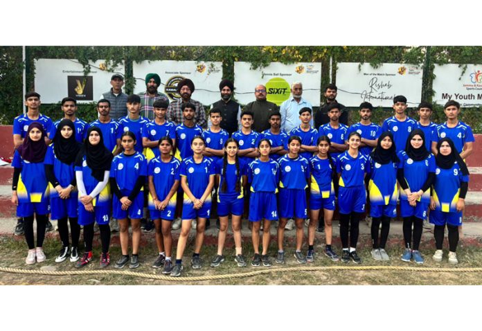 Players of Jammu Kashmir 43rd Jr. National Kho-Kho Team pose for a group photograph in Jammu.