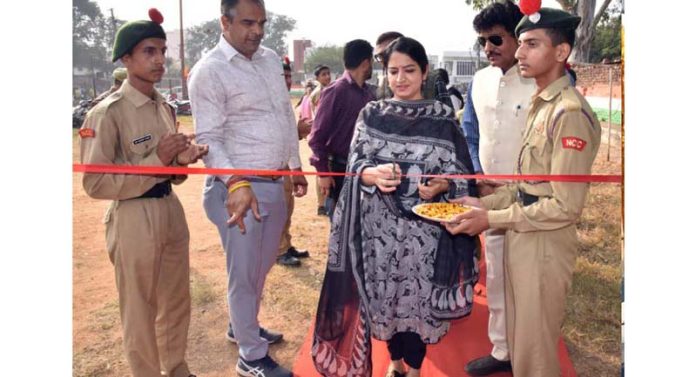 DC Udhampur Saloni Rai inaugurating Volleyball court and water facility at Mini Stadium.