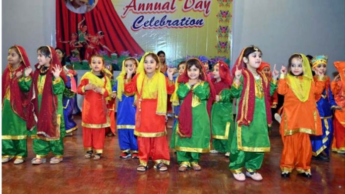 Children of Buds and Blossoms School present a cultural item during Annual Day celebrations.