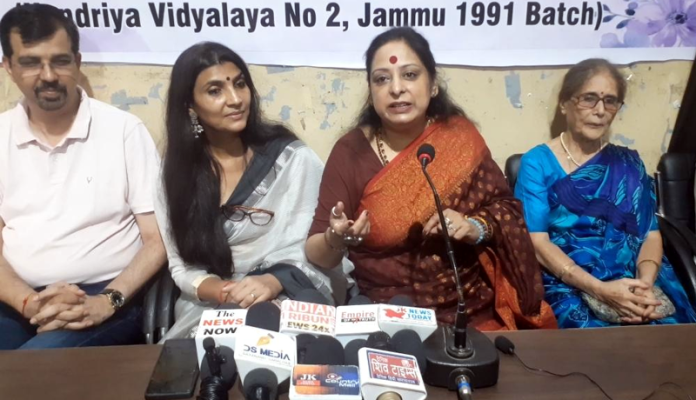 Renowned tele-film maker, Rashmi Sharma Rai addressing a press conference at Jammu on Monday.