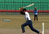 A player hits a shot during National Tennis Ball Cricket C’ship in Jammu. — Excelsior/Rakesh