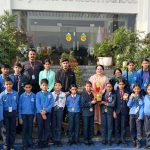 Students of Jammu Sanskriti School pose for a photograph after winning medals at 27th Jammu District Taekwondo Championship 2024-25.