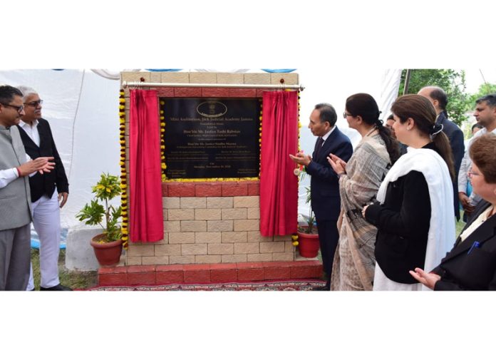 Chief Justice laying foundation stone for construction of mini-auditorium at J&K Judicial Academy.