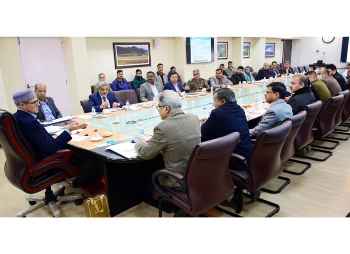 Chief Minister Omar Abdullah chairing a meeting in Srinagar.