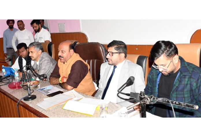 Deputy Chief Minister chairing a meeting to review key road connectivity projects in Rajouri.