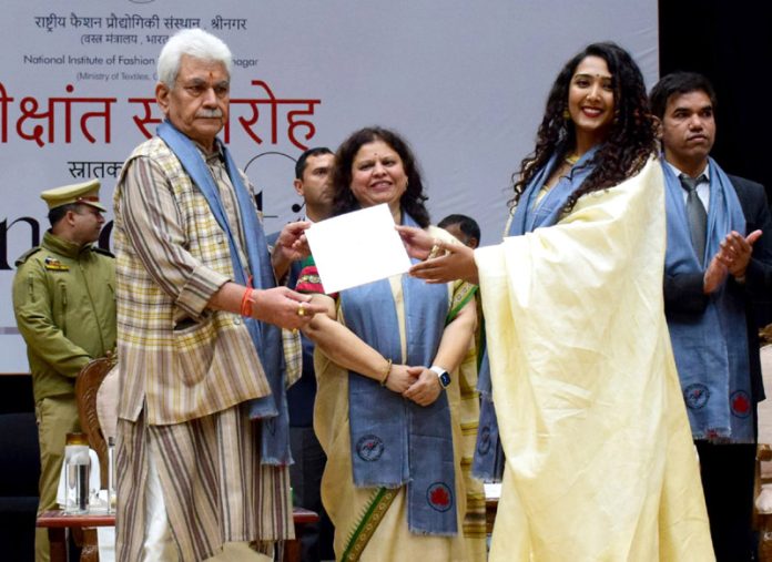 LG Manoj Sinha during convocation of National Institute of Fashion Technology (NIFT) on Wednesday.-Excelsior/Shakeel