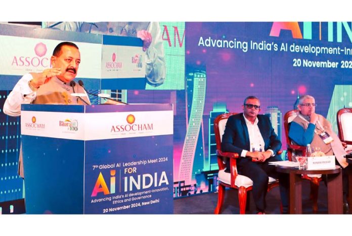 Union Minister Dr. Jitendra Singh addressing the ASSOCHAM AI Leadership Meet 2024 on the theme 