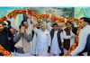 JKPCC president, Tariq Hameed Karra and other senior Cong leaders during public rally in Rajouri on Tuesday.