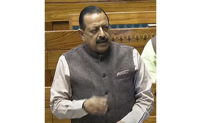 Union Minister Dr Jitendra Singh speaking in the Lok Sabha on Wednesday.