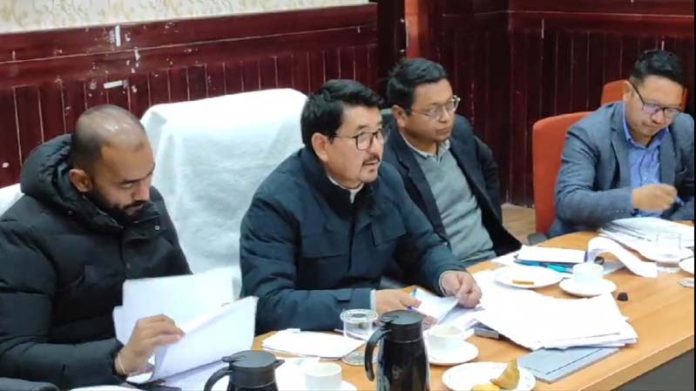 Chairman/CEC, LAHDC, Leh, Tashi Gyalson chairing a meeting on Thursday.