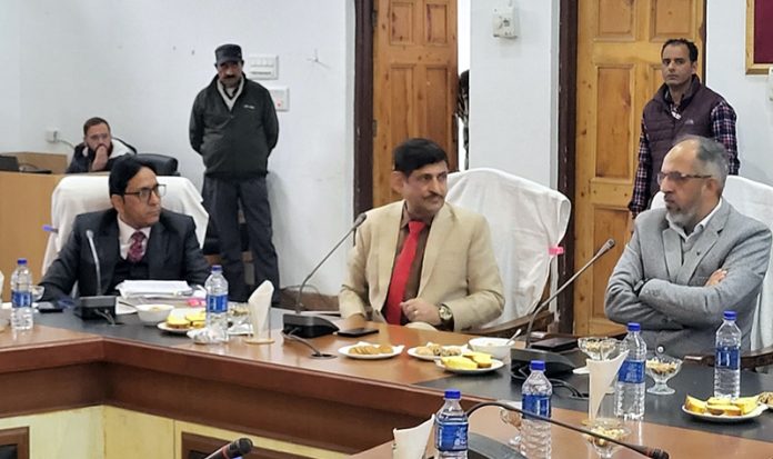 HC judges chairing a meeting at Anantnag on Saturday.