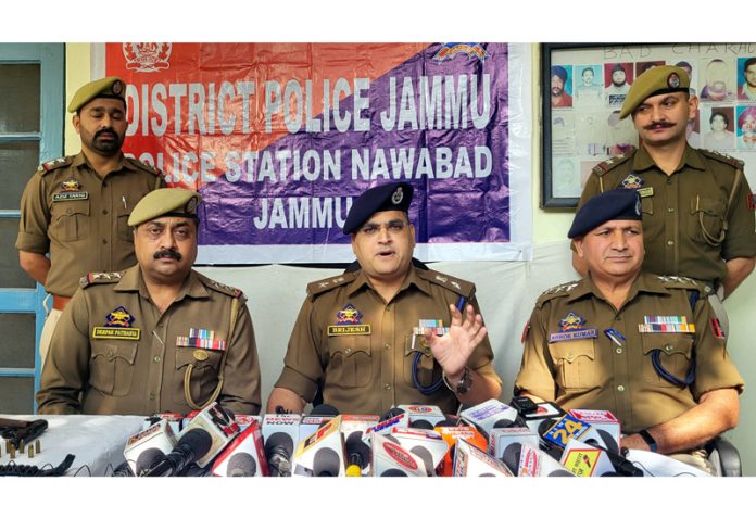 SP Rural Jammu, Brijesh Kumar Sharma, addressing media persons in Jammu on Tuesday.