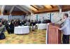 A dignitary addressing the participants during CSIR Healthcare Theme Conclave at SKICC Srinagar.