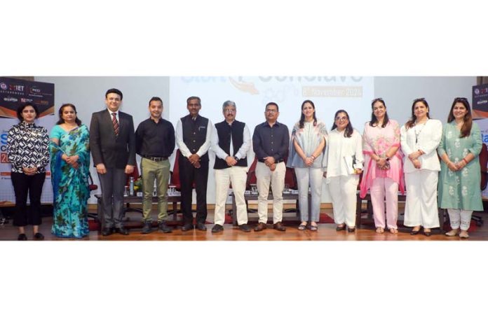 Distinguished guests and speakers posing together during JK Startup Conclave at MIET campus in Jammu. -Excelsior/Rakesh