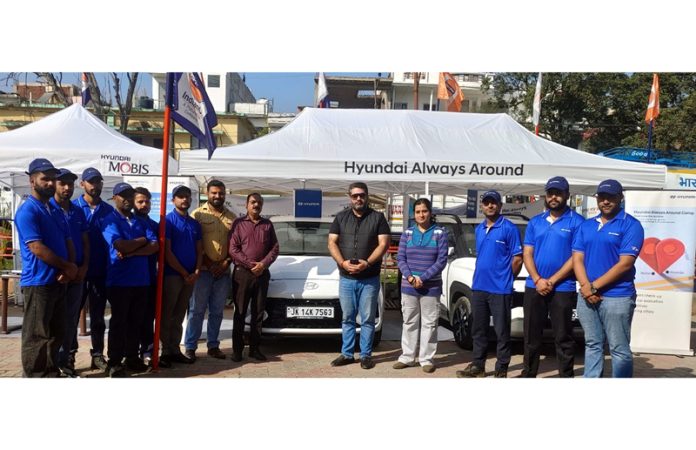 Abhimaniue Gupta, MD of Devika Hyundai inaugurating a camp at M. R. Baigra Petrol Pump in Udhampur on Sunday.