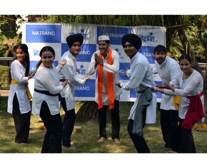 A scene from the play ‘Ghotala’ being staged at Jammu on Sunday.