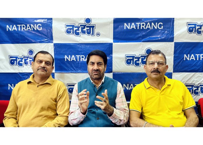 Natrang Director, Padamshree Balwant Thakur addressing a press conference at Jammu on Tuesday.