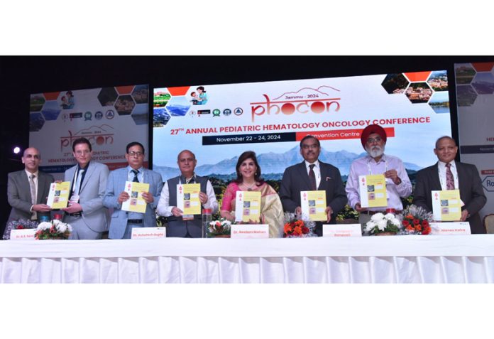 Dignitaries releasing Newsletter during PHOCON-2024 in Convention Centre, Jammu.