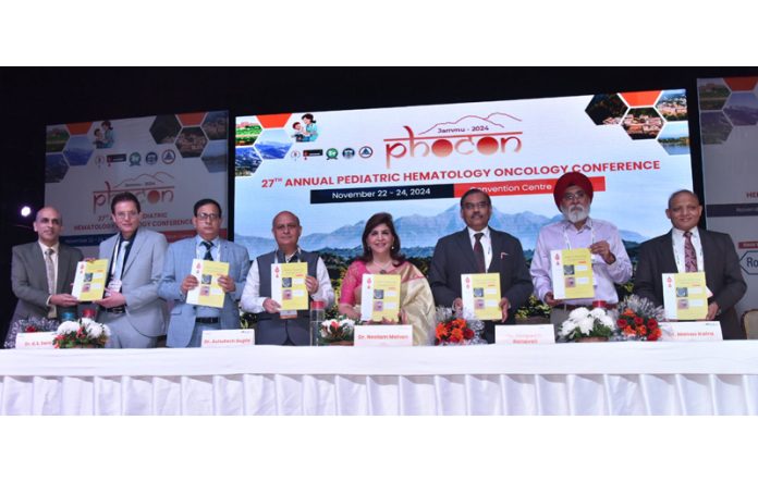 Dignitaries releasing Newsletter during PHOCON-2024 in Convention Centre, Jammu.