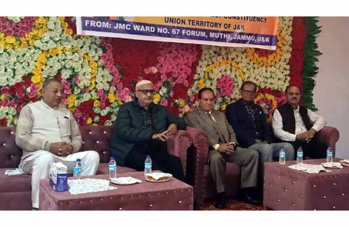 MLA Jammu North, Sham Lal Sharma and other dignitaries during an event at Muthi, Jammu.