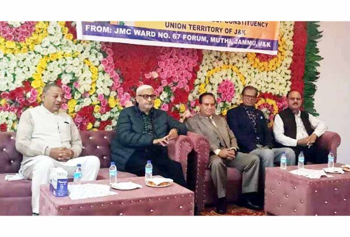 MLA Jammu North, Sham Lal Sharma and other dignitaries during an event at Muthi, Jammu.