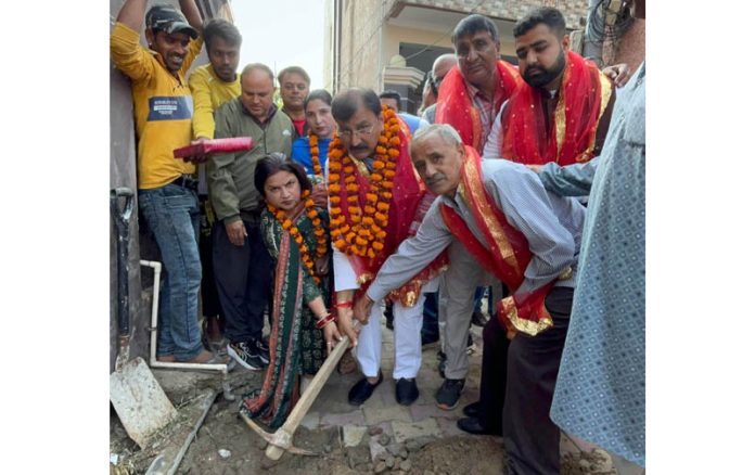 BJP MLA Jammu West, Arvind Gupta launching development works in his constituency on Wednesday.