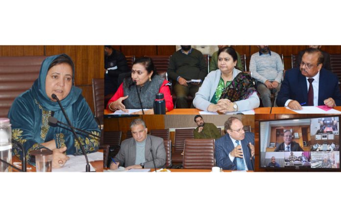 Minister Sakina Itoo chairing high level meeting with Vice Chancellors of J&K Universities.