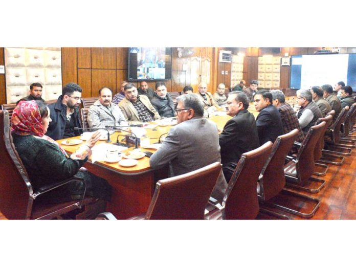 Minister H&ME Sakina Masood chairing a meeting on Wednesday.