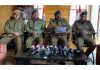 Senior police officers addressing media persons in Kargil on Tuesday. -Excelsior/Basharat Ladakhi