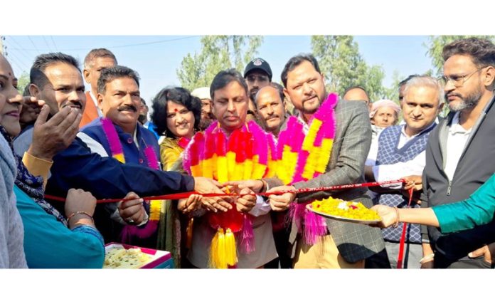 MLA Kathua, Bharat Bushan dedicating Jarai-Maksoospur road to public on Wednesday.