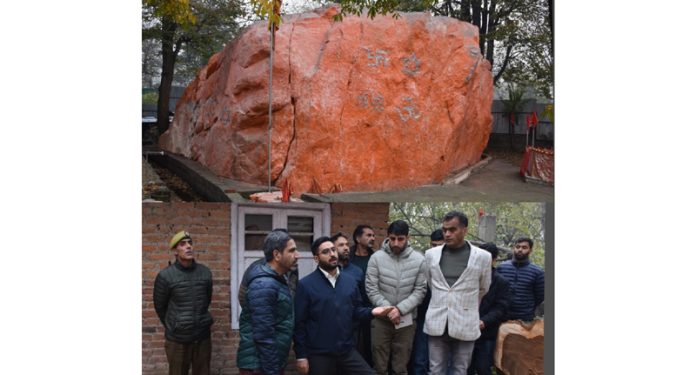 DC Budgam Akshay Labroo alongwith other officials during visit to Ragenya Mata Asthapan temple.