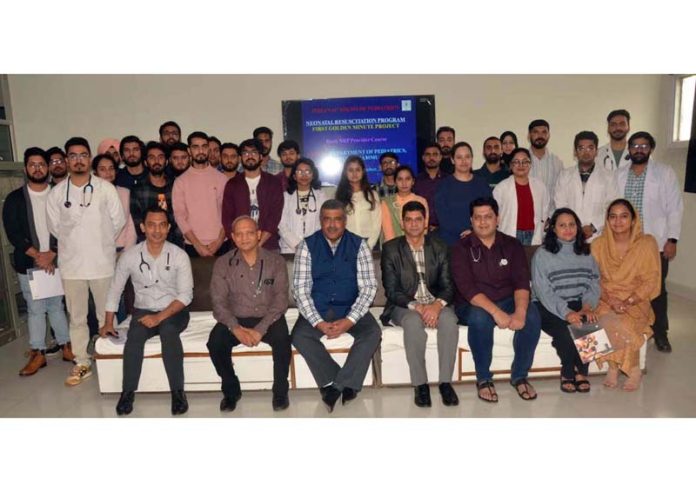 Experts and participants during basic neonatal resuscitation program organized at ASCOMS & Hospital, Jammu.