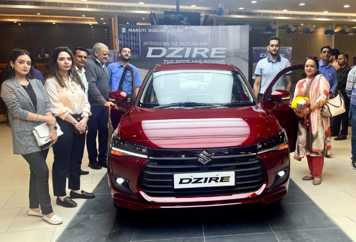 Rajiv Kotwal, Director of NSF Vehicles launching all new Dzire in Jammu on Tuesday.