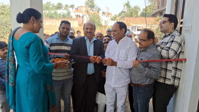 BJP MLA, Dr D K Manyal inaugurating Panchayat Ghar at Ramgarh in Samba on Friday.