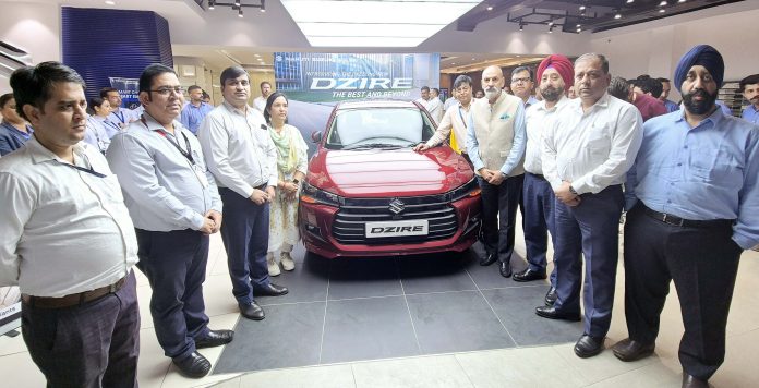 J.S Isher, CEO Jamkash Vehicleades launching new Dzire in Jammu on Monday.