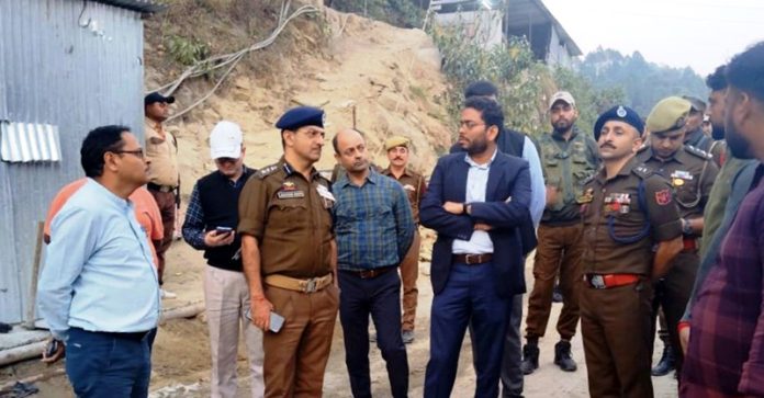 DM Sachin Kumar Vaishya inspecting projects on Tuesday.