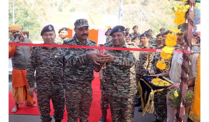 DIG CRPF Jammu North Ops Range, Vivek Bhandral inaugurating a saloon in Ramban on Thursday.